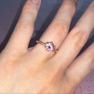 Pandora sliver rose gold plated gem stone ring